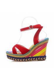 Women's Shoes Wedge Heel Wedges / Peep Toe Sandals Party & Evening / Dress / Casual Black / Red