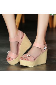 Women's Shoes Heel Wedges / Heels / Peep Toe / Platform Sandals / Heels Outdoor / Dress / Casual Pink / Purple / White