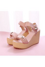 Women's Shoes Heel Wedges / Heels / Peep Toe / Platform Sandals / Heels Outdoor / Dress / Casual Pink / Purple / White