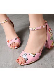 Women's Shoes Chunky Heel Heels/Open Toe Sandals Office & Career/Dress Black/Blue/Pink/White