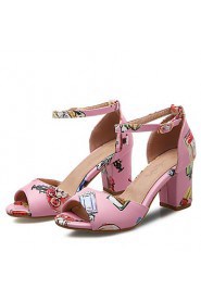 Women's Shoes Chunky Heel Heels/Open Toe Sandals Office & Career/Dress Black/Blue/Pink/White