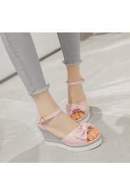 Women's Shoes Wedge Heel Wedges / Peep Toe / Platform / Open Toe Sandals Dress / Casual Blue / Pink / White