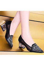 Women's Shoes Synthetic Chunky Heel Heels Heels Wedding/Office & Career/ Party & Evening/Dress/Casual Black/Silver/Gold