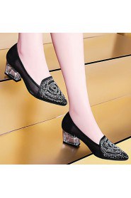 Women's Shoes Synthetic Chunky Heel Heels Heels Wedding/Office & Career/ Party & Evening/Dress/Casual Black/Silver/Gold