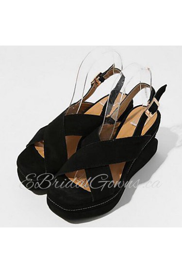 Women's Shoes Wedge Heel Heels / Platform / Slingback / Open Toe Sandals Dress / Casual Black / Brown / Gray