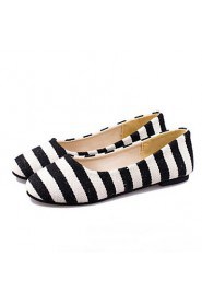 Women's Shoes Spring New Flat Heel Round Toe Comfort Stripe Flats Casual Black/Blue/Red