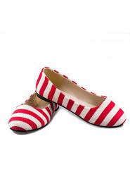 Women's Shoes Spring New Flat Heel Round Toe Comfort Stripe Flats Casual Black/Blue/Red