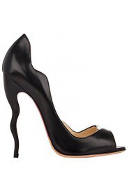 Women's Shoes Leatherette Stiletto Heel Heels / Peep Toe Heels Wedding / Party & Evening / Dress Black