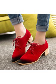 Women's Shoes Fleece Chunky Heel Comfort Fashion Sneakers Outdoor / Casual Black / Yellow / Red