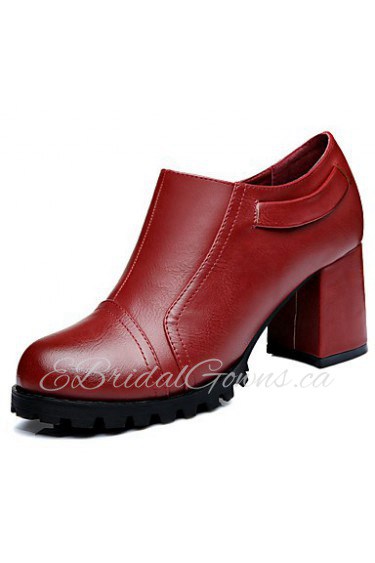 Women's Shoes Leatherette Chunky Heel Heels Heels Wedding / Office & Career / Dress Black / Burgundy