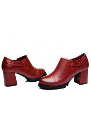 Women's Shoes Leatherette Chunky Heel Heels Heels Wedding / Office & Career / Dress Black / Burgundy