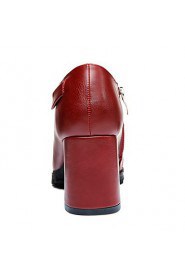 Women's Shoes Leatherette Chunky Heel Heels Heels Wedding / Office & Career / Dress Black / Burgundy