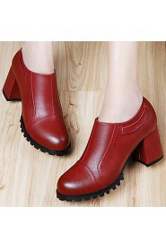 Women's Shoes Leatherette Chunky Heel Heels Heels Wedding / Office & Career / Dress Black / Burgundy