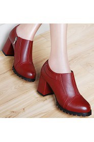 Women's Shoes Leatherette Chunky Heel Heels Heels Wedding / Office & Career / Dress Black / Burgundy