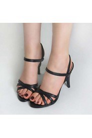 Women's Shoes Leather Stiletto Heel Heels Sandals Wedding / Office & Career / Party & Evening / Dress Black / Pink