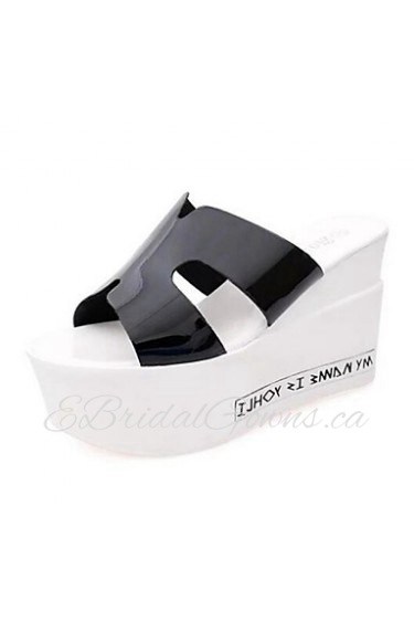 Women's Shoes Wedge Heel Open Toe Sandals Dress / Casual Black / Pink / White / Silver