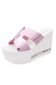 Women's Shoes Wedge Heel Open Toe Sandals Dress / Casual Black / Pink / White / Silver