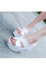 Women's Shoes Wedge Heel Open Toe Sandals Dress / Casual Black / Pink / White / Silver