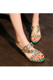 Women's Shoes Glitter Chunky Heel Comfort Sandals Wedding / Party & Evening / Dress / Casual Blue / Green / Almond