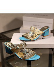 Women's Shoes Glitter Chunky Heel Comfort Sandals Wedding / Party & Evening / Dress / Casual Blue / Green / Almond