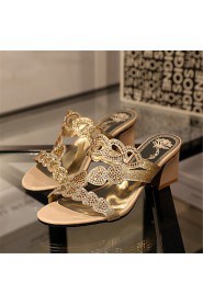 Women's Shoes Glitter Chunky Heel Comfort Sandals Wedding / Party & Evening / Dress / Casual Blue / Green / Almond