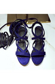 Women's Shoes Fleece Chunky Heel Novelty Sandals Party & Evening / Dress / Casual Black / Blue / Brown