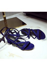 Women's Shoes Fleece Chunky Heel Novelty Sandals Party & Evening / Dress / Casual Black / Blue / Brown