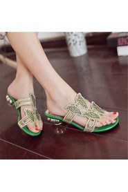 Women's Shoes Glitter Chunky Heel Comfort Sandals Wedding / Party & Evening / Dress / Casual Black / Green