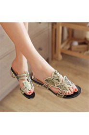 Women's Shoes Glitter Chunky Heel Comfort Sandals Wedding / Party & Evening / Dress / Casual Black / Green