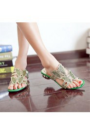 Women's Shoes Glitter Chunky Heel Comfort Sandals Wedding / Party & Evening / Dress / Casual Black / Green