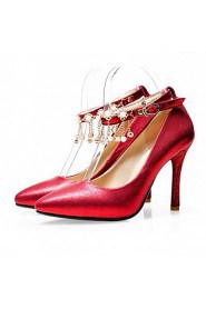 Women's Shoes Leatherette Stiletto Heel Heels Heels Wedding / Office & Career / Party & Evening Red / Silver / Gold