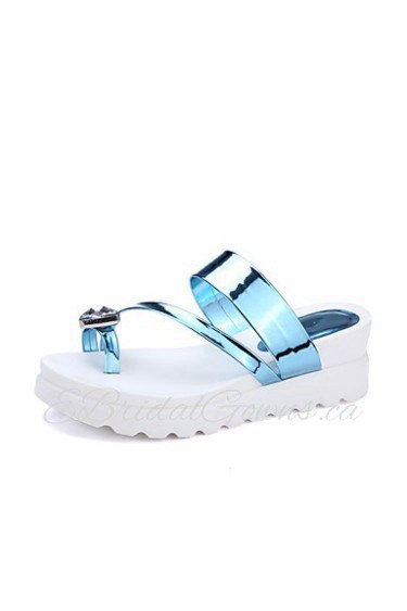 Women's Shoes Wedge Heel Peep Toe / Platform / Slippers Sandals Outdoor / Dress / Casual Blue / Pink / Silver / Gold