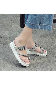 Women's Shoes Wedge Heel Peep Toe / Platform / Slippers Sandals Outdoor / Dress / Casual Blue / Pink / Silver / Gold