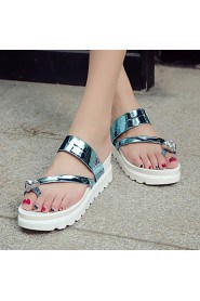 Women's Shoes Wedge Heel Peep Toe / Platform / Slippers Sandals Outdoor / Dress / Casual Blue / Pink / Silver / Gold