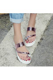 Women's Shoes Wedge Heel Peep Toe / Platform / Slippers Sandals Outdoor / Dress / Casual Blue / Pink / Silver / Gold