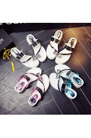 Women's Shoes Wedge Heel Peep Toe / Platform / Slippers Sandals Outdoor / Dress / Casual Blue / Pink / Silver / Gold