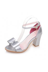 Women's Shoes Leatherette Chunky Heel Comfort Sandals Party & Evening / Dress / Casual Green / Pink / White / Silver