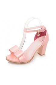 Women's Shoes Leatherette Chunky Heel Comfort Sandals Party & Evening / Dress / Casual Green / Pink / White / Silver