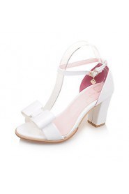 Women's Shoes Leatherette Chunky Heel Comfort Sandals Party & Evening / Dress / Casual Green / Pink / White / Silver