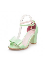 Women's Shoes Leatherette Chunky Heel Comfort Sandals Party & Evening / Dress / Casual Green / Pink / White / Silver