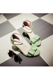 Women's Shoes Leatherette Chunky Heel Comfort Sandals Party & Evening / Dress / Casual Green / Pink / White / Silver