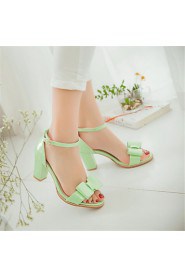 Women's Shoes Leatherette Chunky Heel Comfort Sandals Party & Evening / Dress / Casual Green / Pink / White / Silver