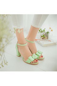 Women's Shoes Leatherette Chunky Heel Comfort Sandals Party & Evening / Dress / Casual Green / Pink / White / Silver