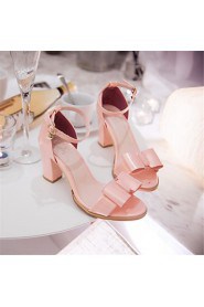 Women's Shoes Leatherette Chunky Heel Comfort Sandals Party & Evening / Dress / Casual Green / Pink / White / Silver