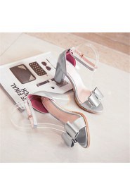 Women's Shoes Leatherette Chunky Heel Comfort Sandals Party & Evening / Dress / Casual Green / Pink / White / Silver