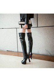 Women's Shoes Patent Leather Chunky Heel Platform/Fashion Boots Boots Dress/Casual Black/Red/White