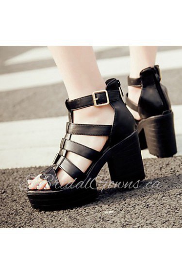 Women's Shoes Chunky Heel Platform/Gladiator/Open Toe Sandals/Heels Party & Evening/Dress/Casual Black/White