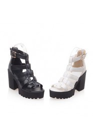 Women's Shoes Chunky Heel Platform/Gladiator/Open Toe Sandals/Heels Party & Evening/Dress/Casual Black/White