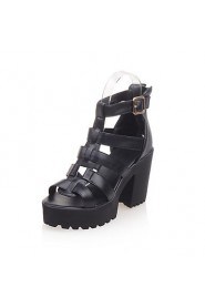 Women's Shoes Chunky Heel Platform/Gladiator/Open Toe Sandals/Heels Party & Evening/Dress/Casual Black/White