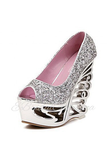 Women's Shoes Peep Toe Wedge Heel Pumps with Sequin Shoes More Colors available